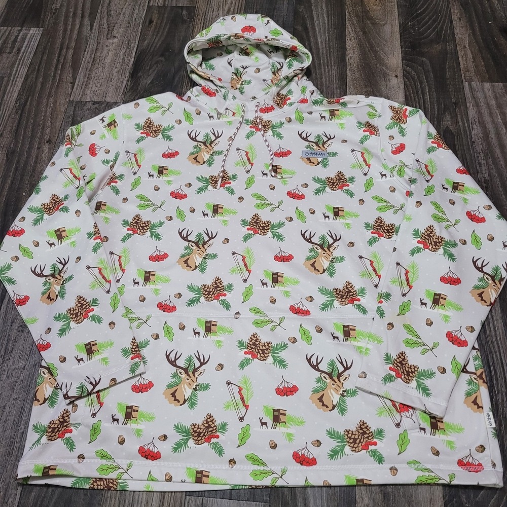 Magellan Outdoors Hoodie Sweatshirt Mens 3XL Green Red Christmas Holiday